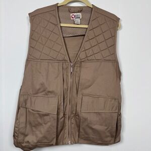 VTG Utility Field Vest Men M Tan Quilt Gorp Jacket Outdoorsman Fishing Hunting
